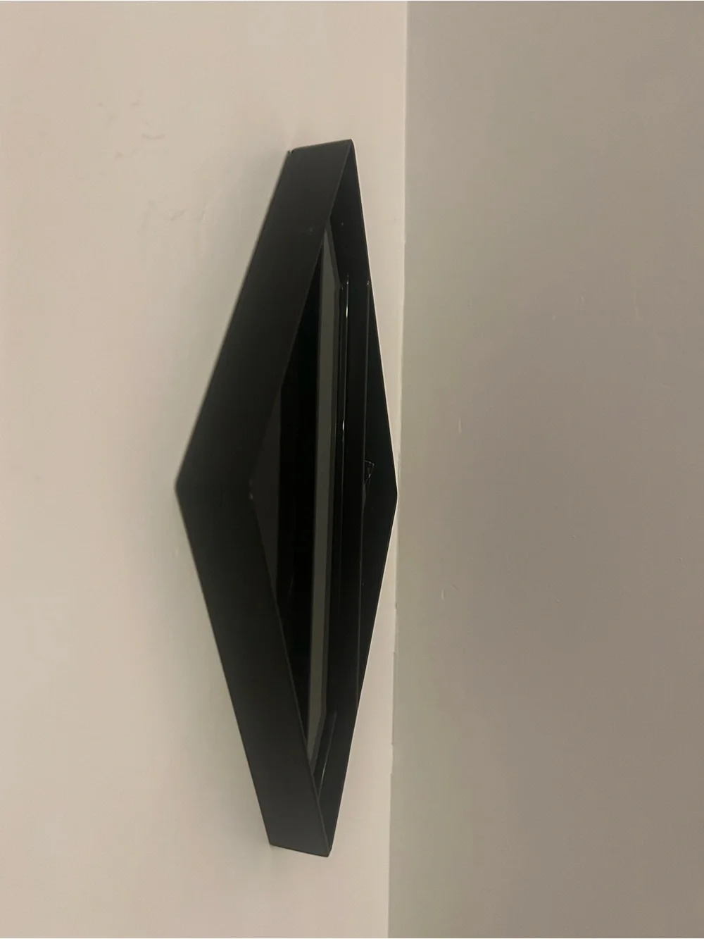 Vintage Diamond -Shaped Black Wall Mirror with granite veining